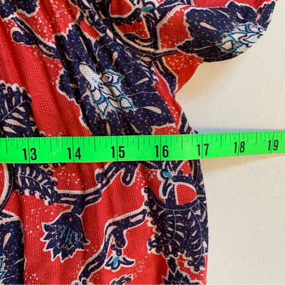 Knox Rose Red & Navy Blue Boho Short Sleeve Midi Dress Size Small *FLAWS* NWT - Picture 15 of 17